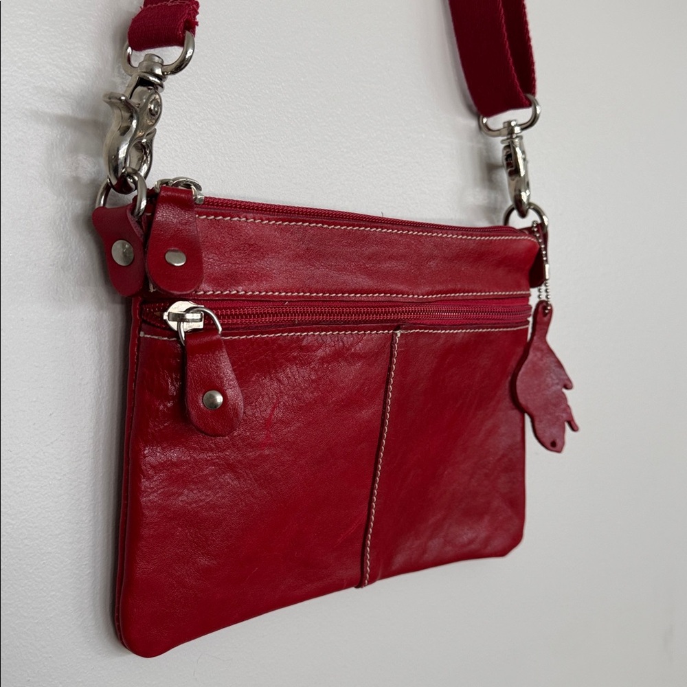 Roots Red Leather Crossbody Bag - Picture 3 of 4